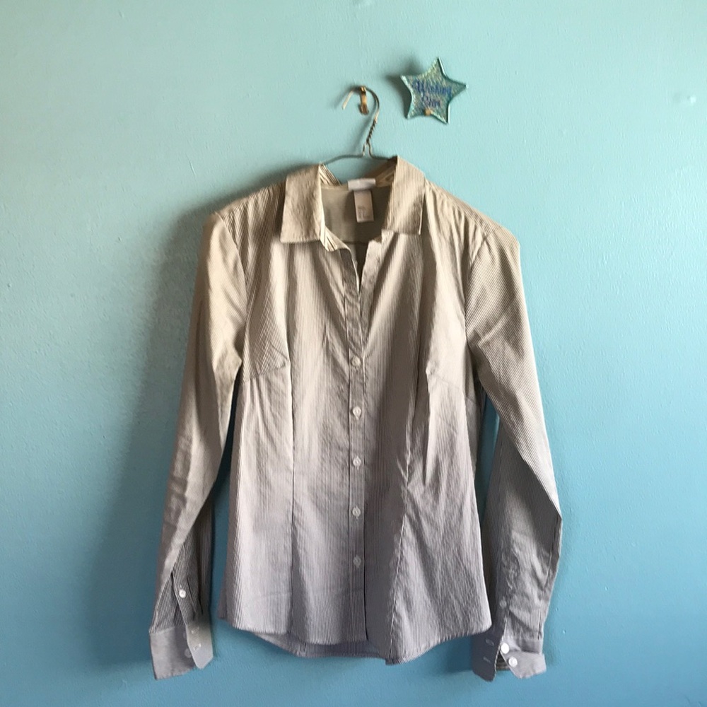 Pinstripe Button Down with Cuff Detail